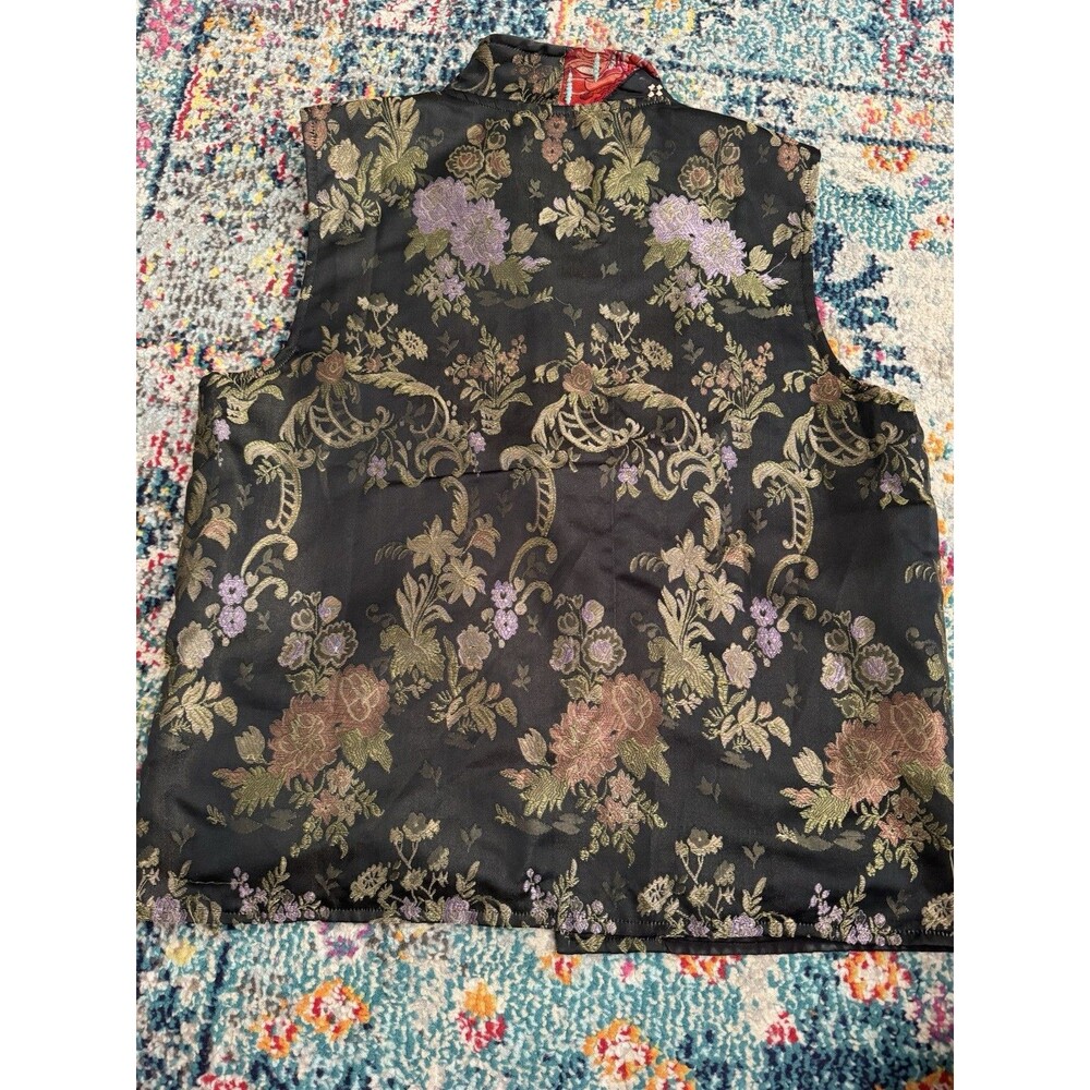 VTG Coldwater Creek Patchwork Vest Silk Wool Embroidered Women's M - Picture 3 of 6